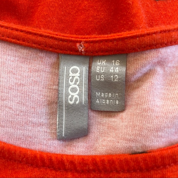 ASOS Design Orange Polka Dot Hi Low Pom Hem Dress - Picture 5 of 7